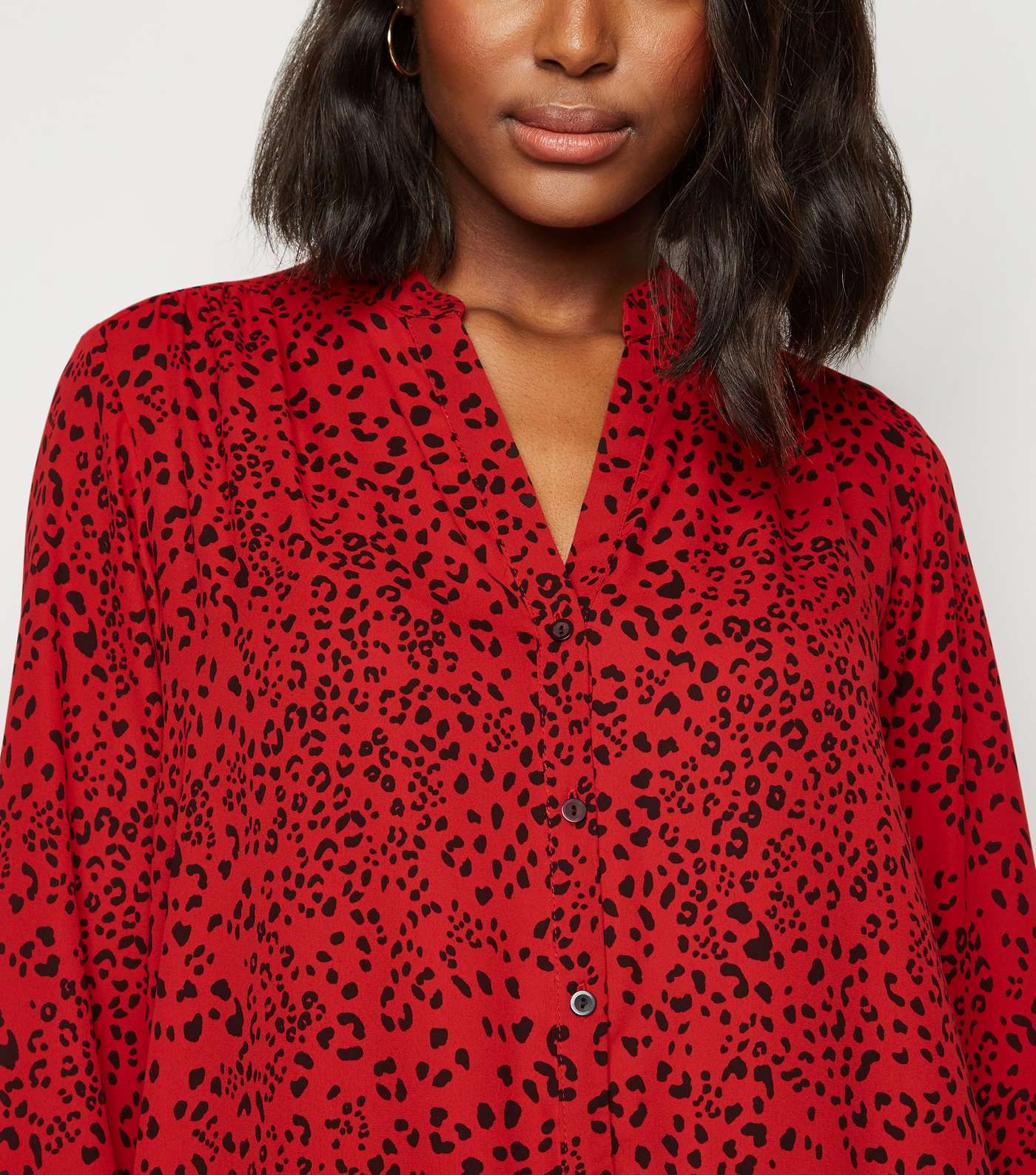 Red Leopard Print Peplum Shirt  Image 5