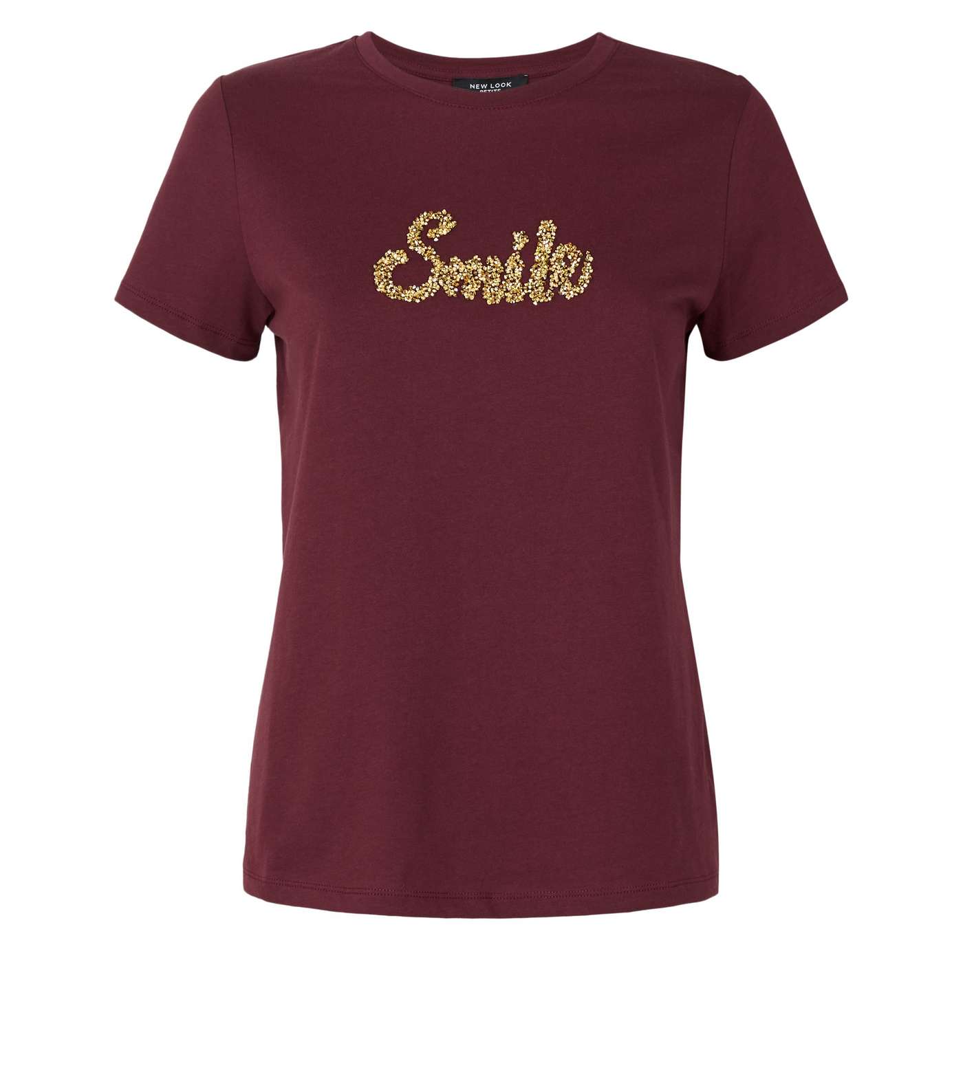 Petite Burgundy Smile Gem Slogan T-Shirt Image 4