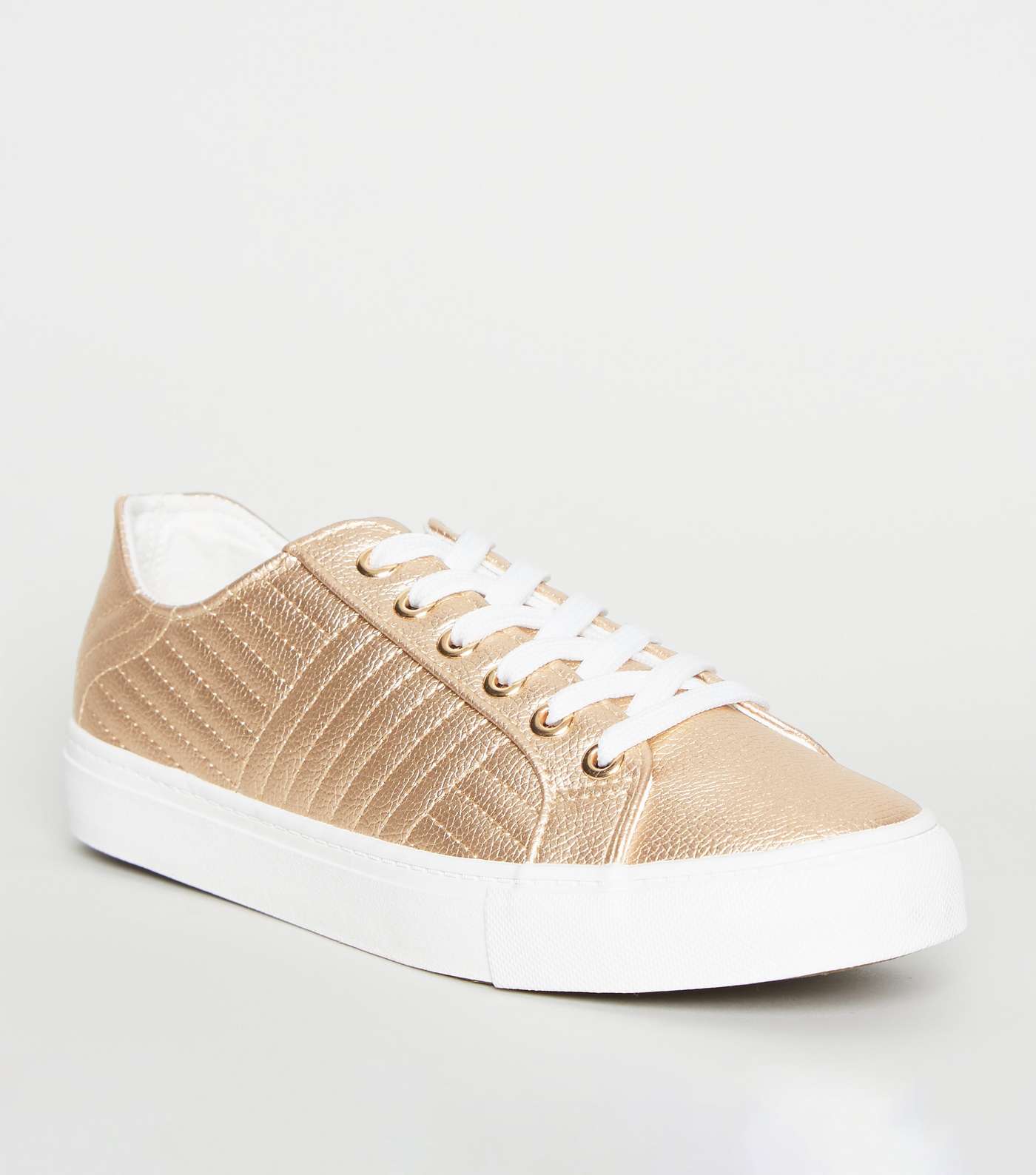 Rose Gold Quilted Lace Up Trainers