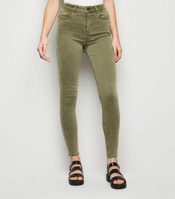 khaki high rise skinny jeans