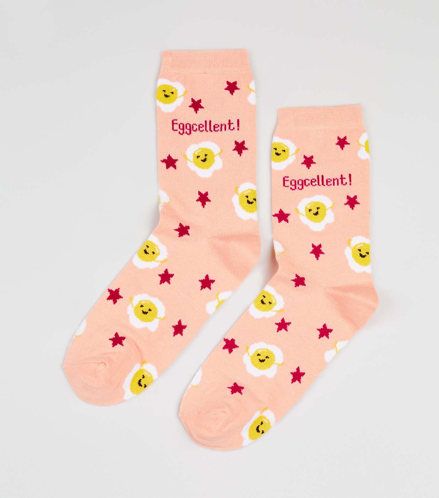 Pink Star Eggcellent Slogan Socks