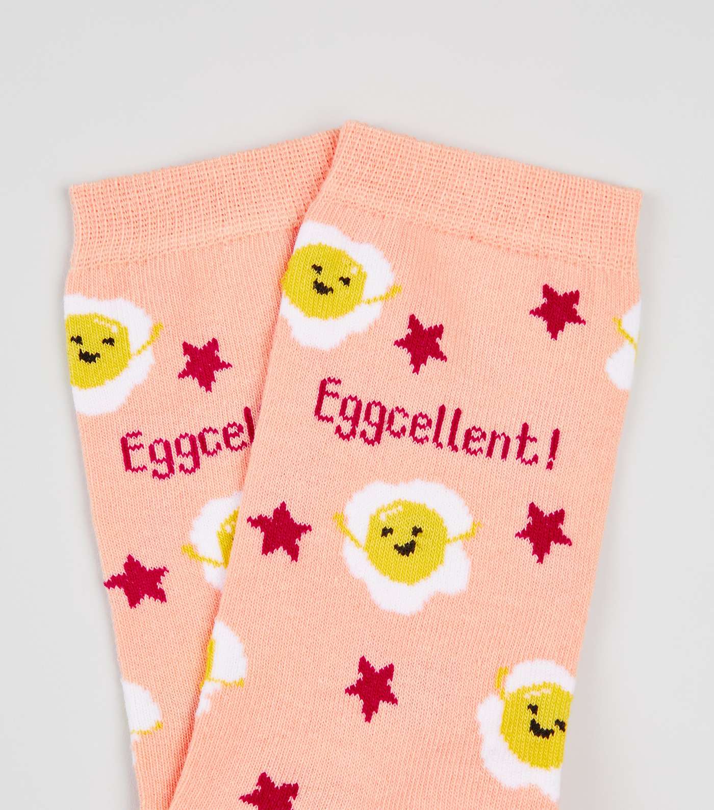 Pink Star Eggcellent Slogan Socks Image 3