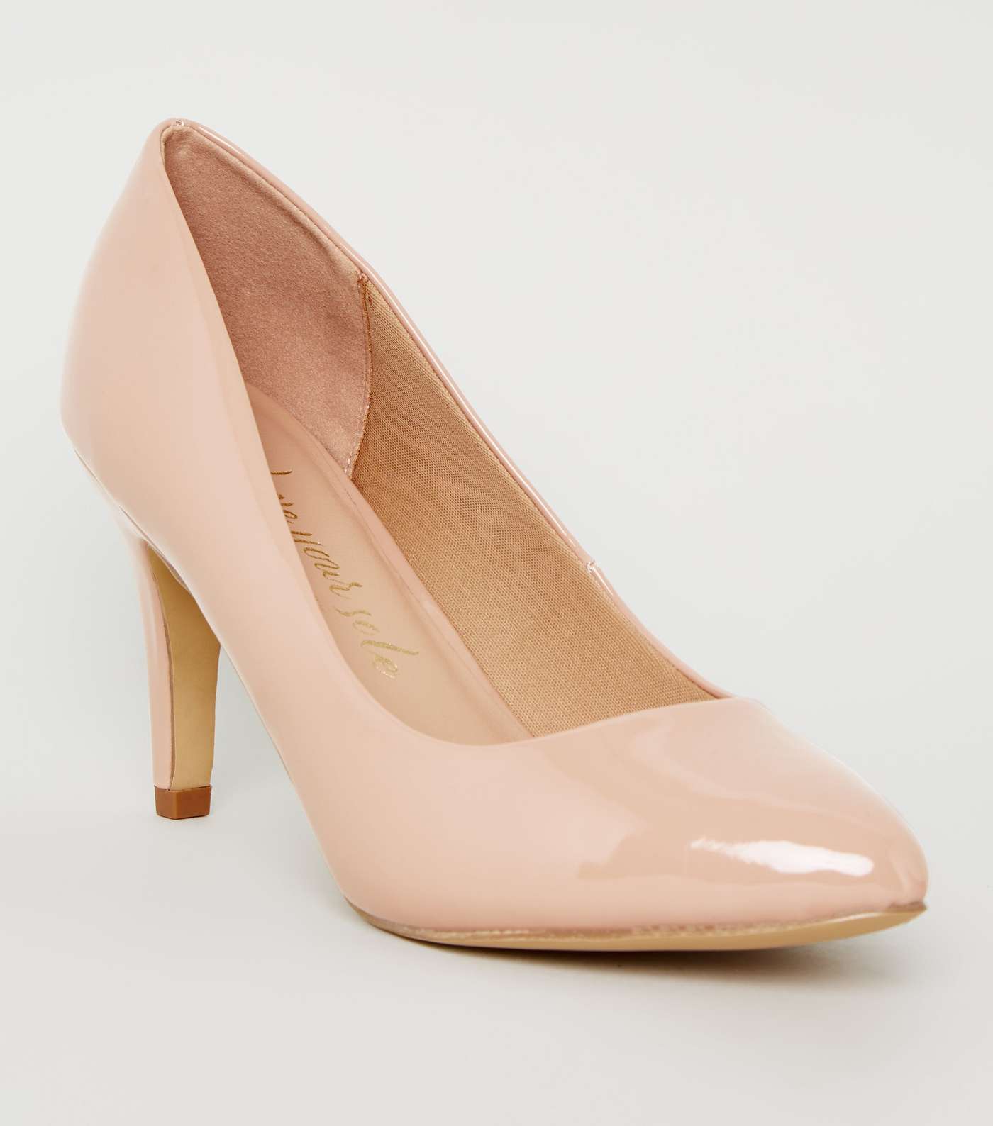 Wide Fit Pale Pink Patent Stiletto Court Shoes