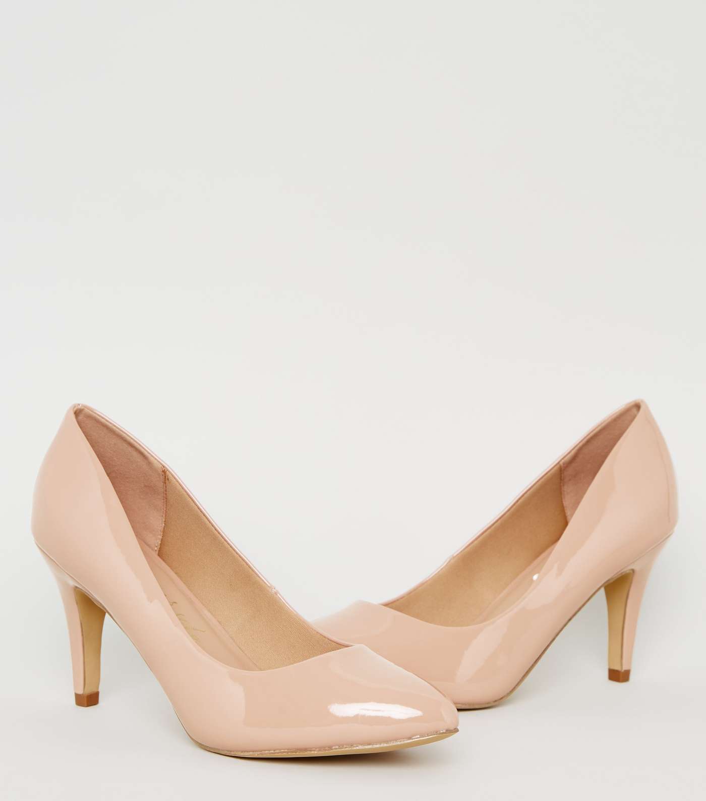 Wide Fit Pale Pink Patent Stiletto Court Shoes Image 3