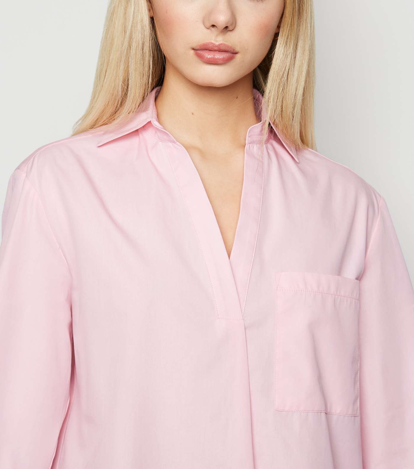 Pink Poplin Collared Overhead Shirt Image 5