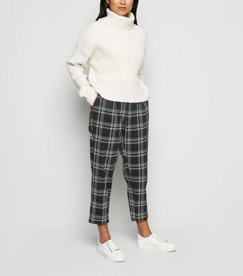 petite checked trousers