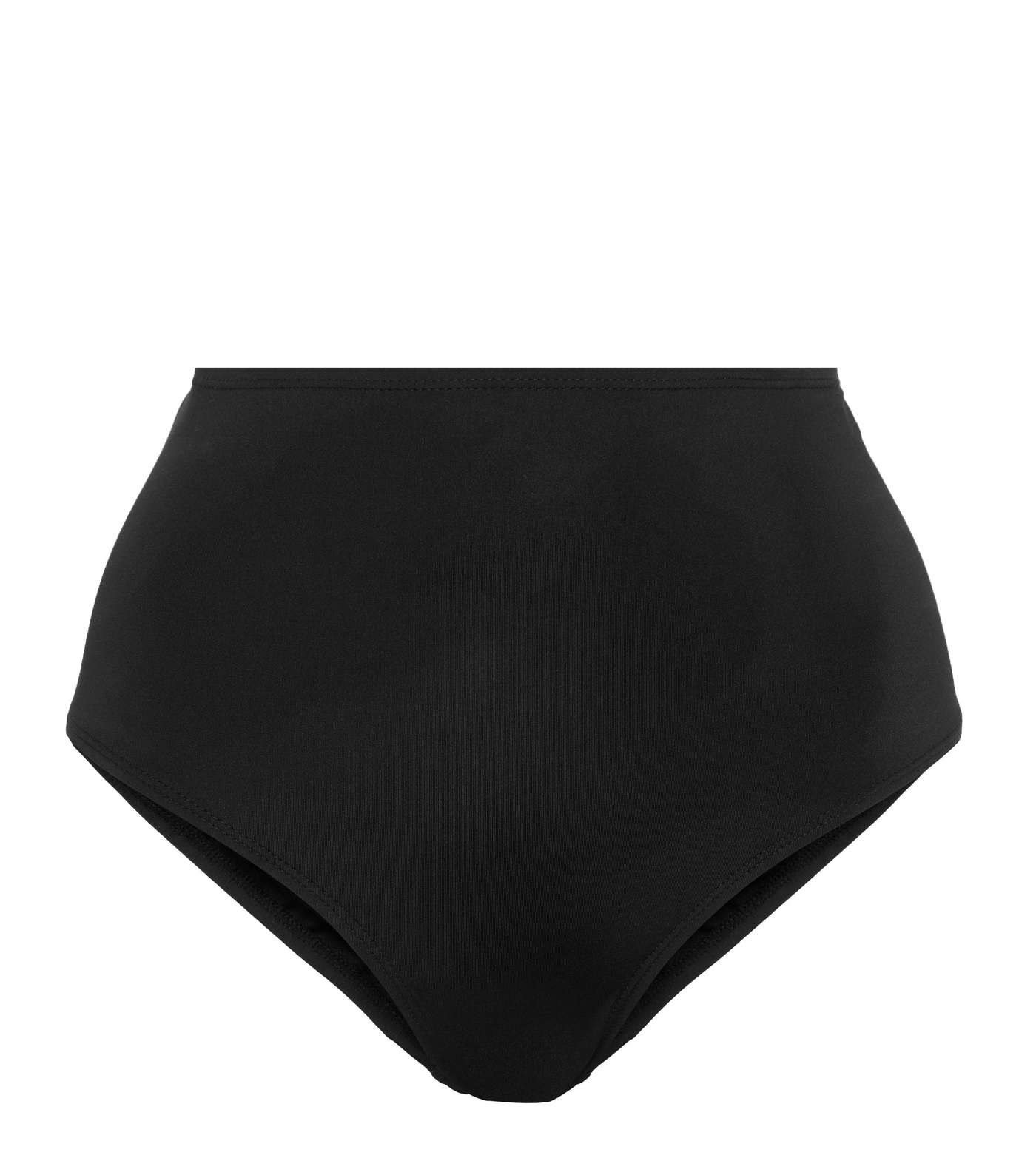 Black Plain High Waist Bikini Bottoms Image 3