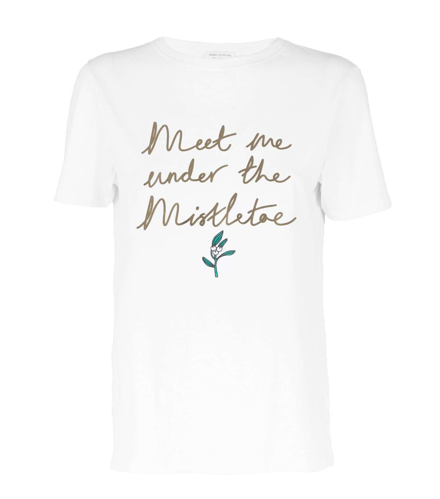Tall White Metallic Mistletoe Slogan Christmas T-Shirt Image 4