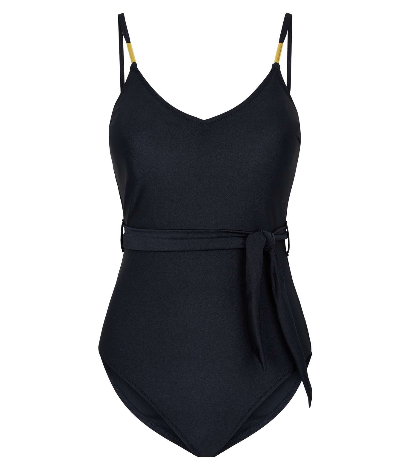 Navy High Shine Belted Swimsuit Image 3