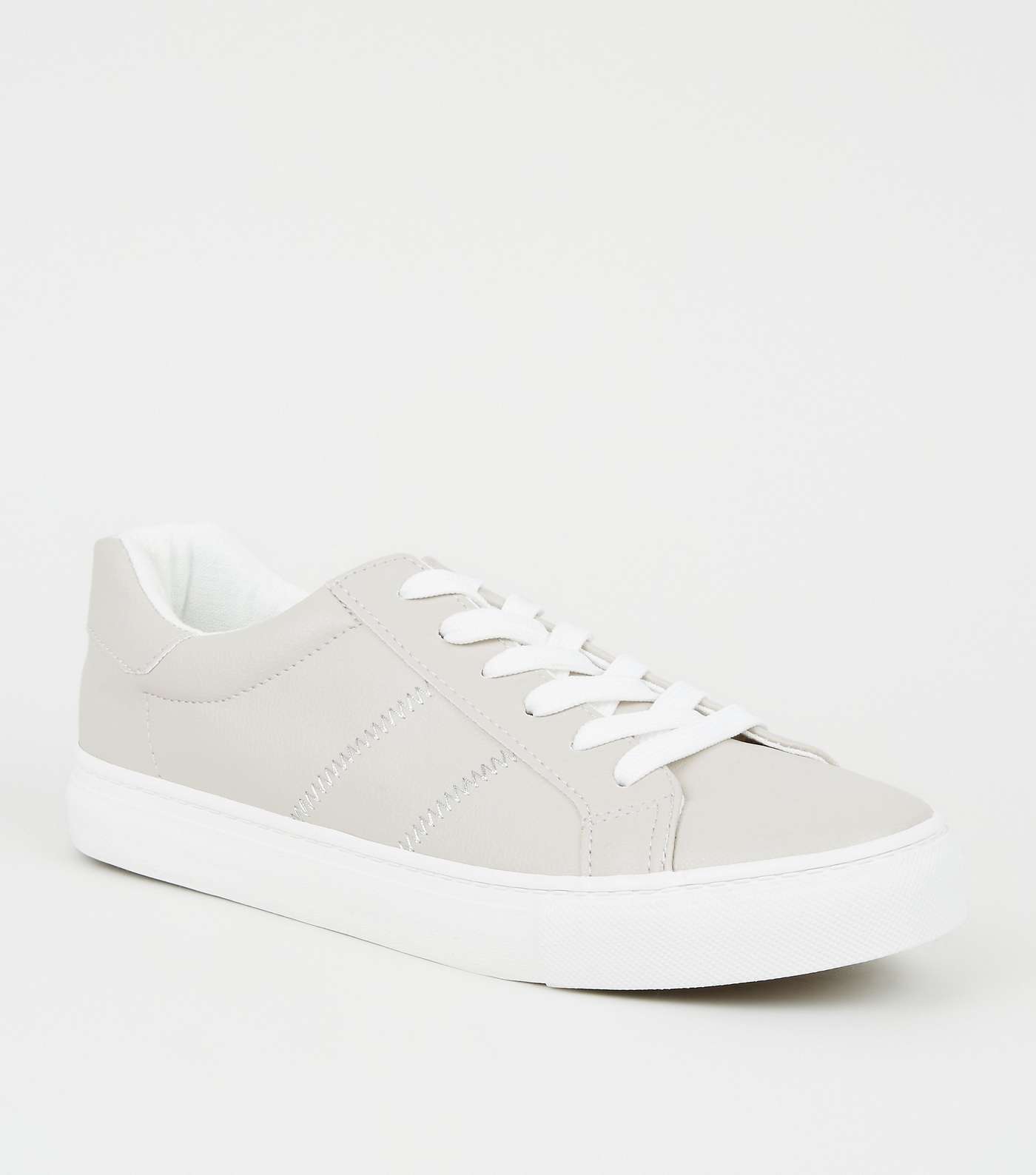 Grey Stitch Side Lace-Up Trainers
