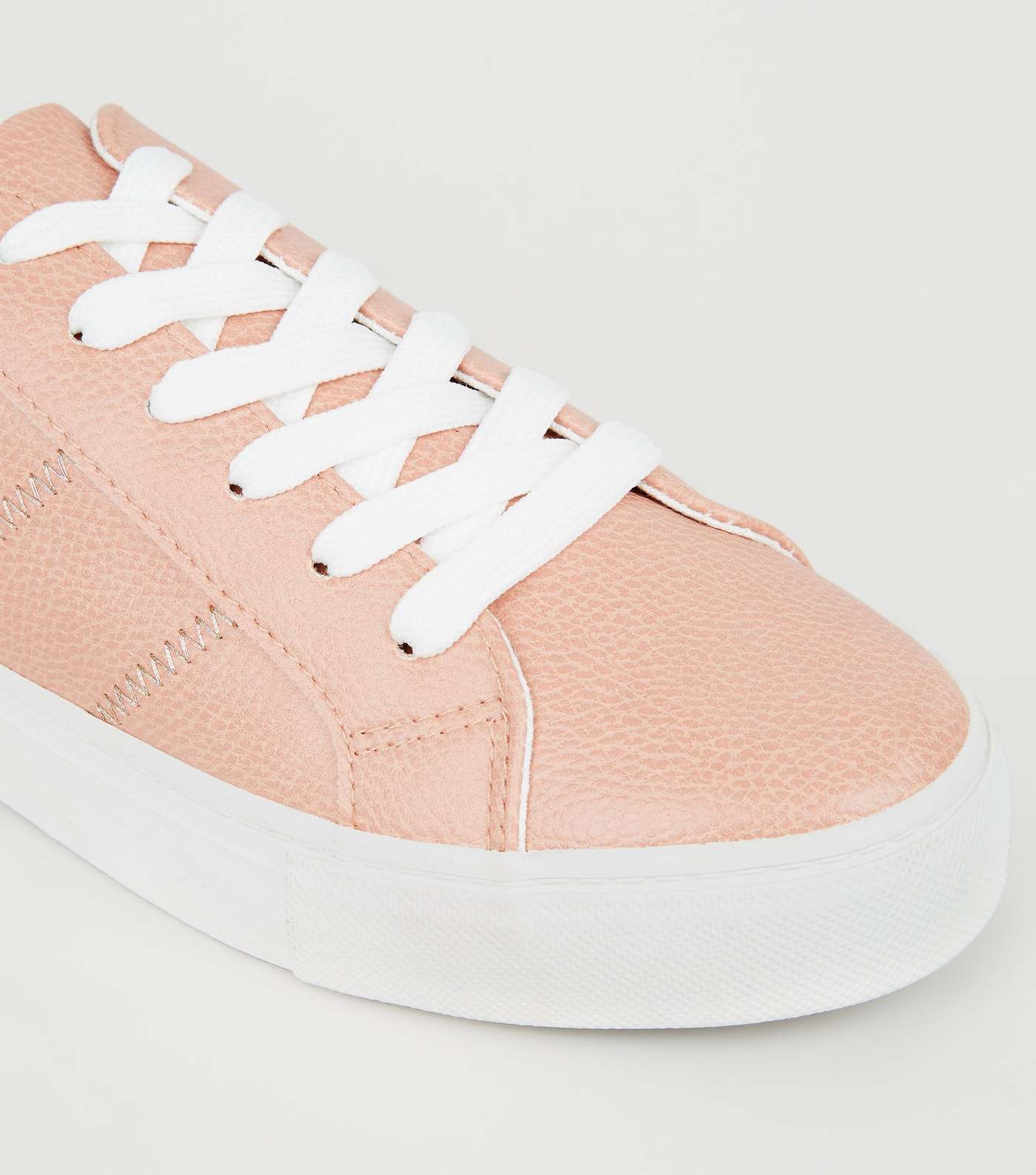 Pale Pink Stitch Side Lace-Up Trainers Image 4