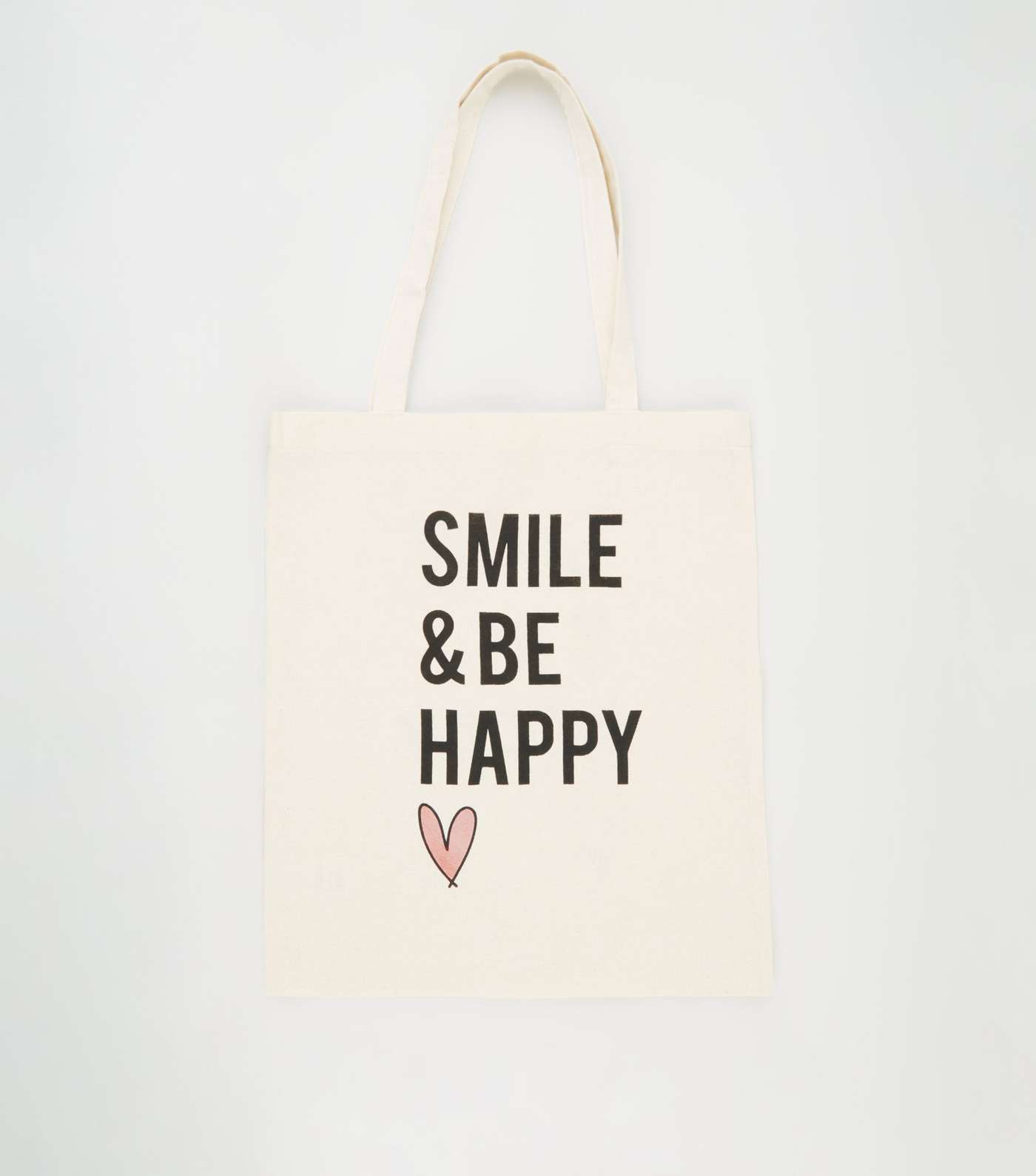 Cream Smile & Be Happy Slogan Canvas Bag