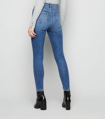 Jean super skinny bleu taille haute 