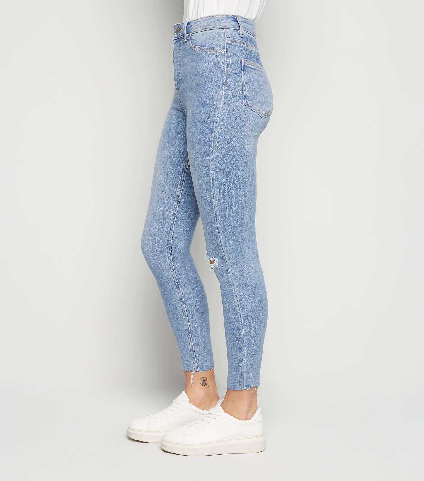 Blue Ripped Knee Hallie Super Skinny Jeans Image 6