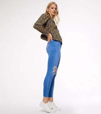 blue ripped high waist super skinny hallie jeans