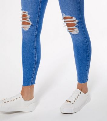 bright blue high waisted jeans