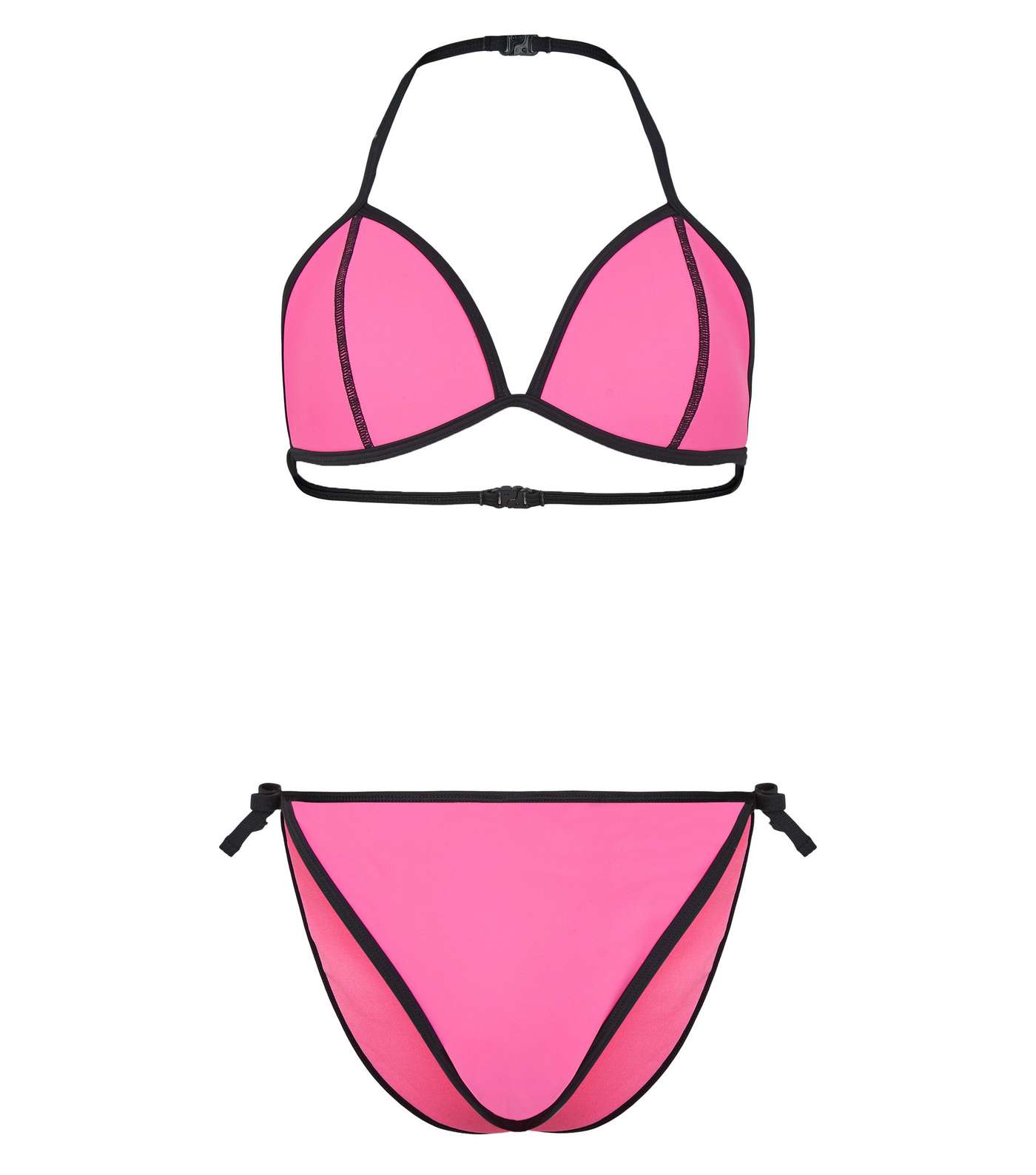 Girls Bright Pink Scuba Bikini Set