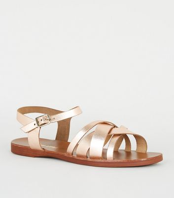 new look rose gold flat sandals