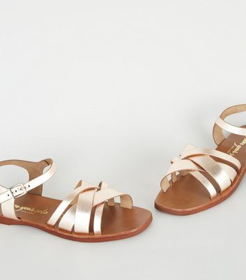 new look rose gold flat sandals