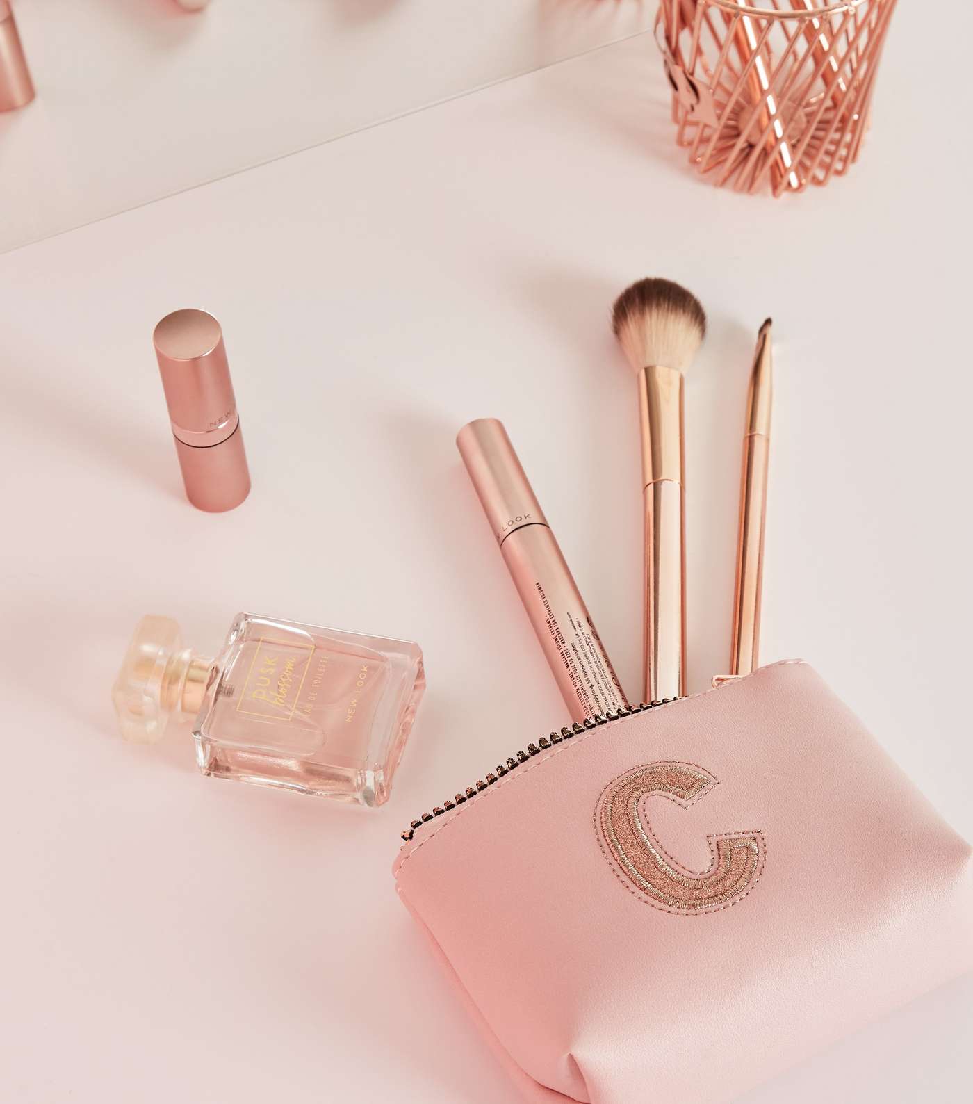 Pink C Initial Mini Make-Up Bag Image 2