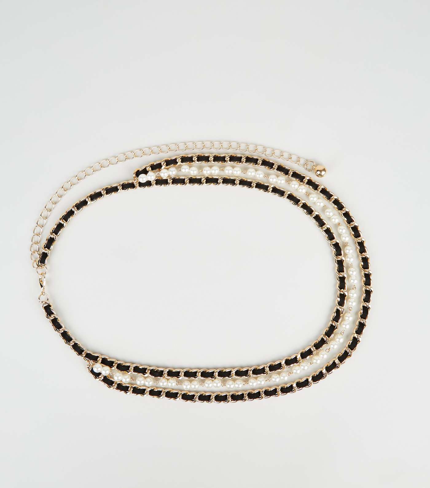 Gold Faux Pearl Layered Chain Belt
