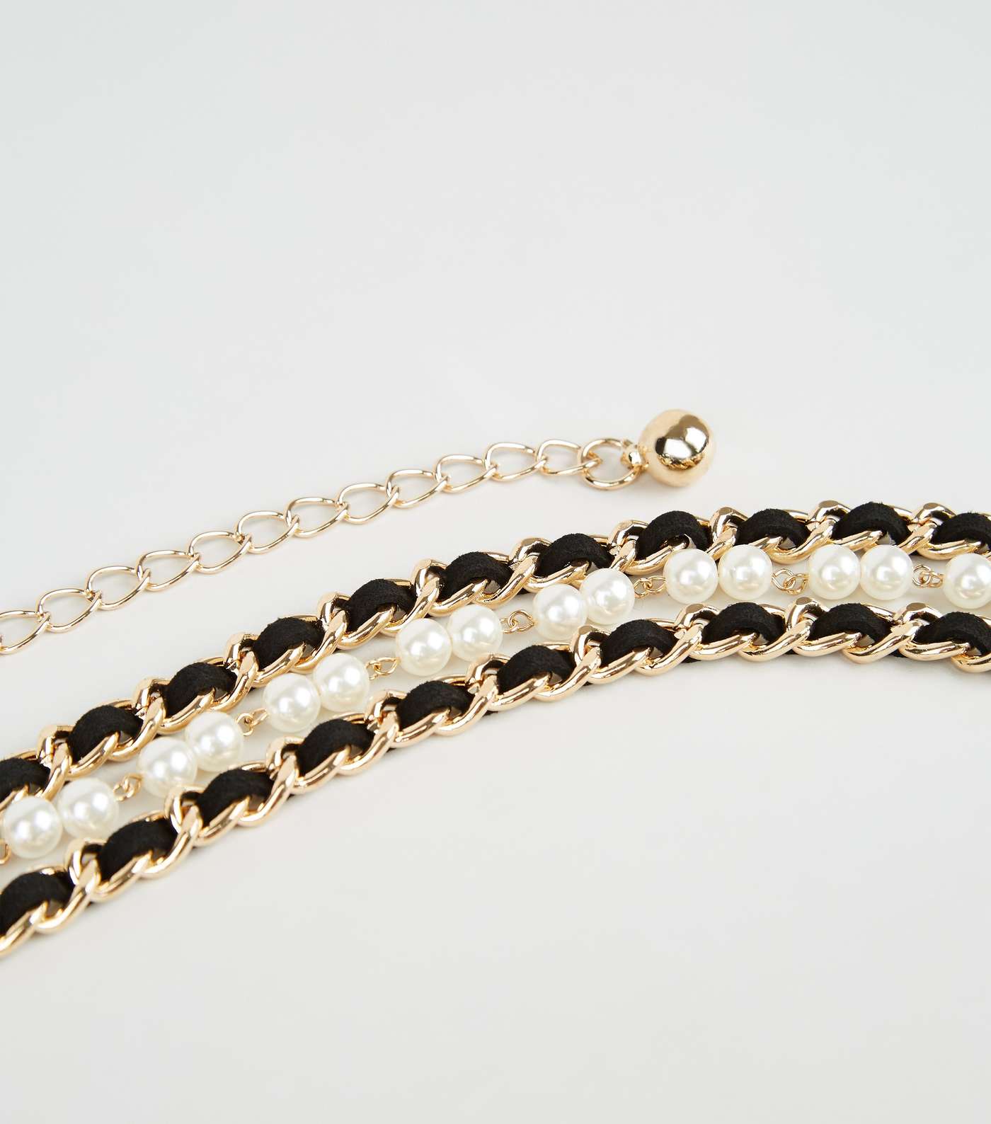 Gold Faux Pearl Layered Chain Belt Image 3