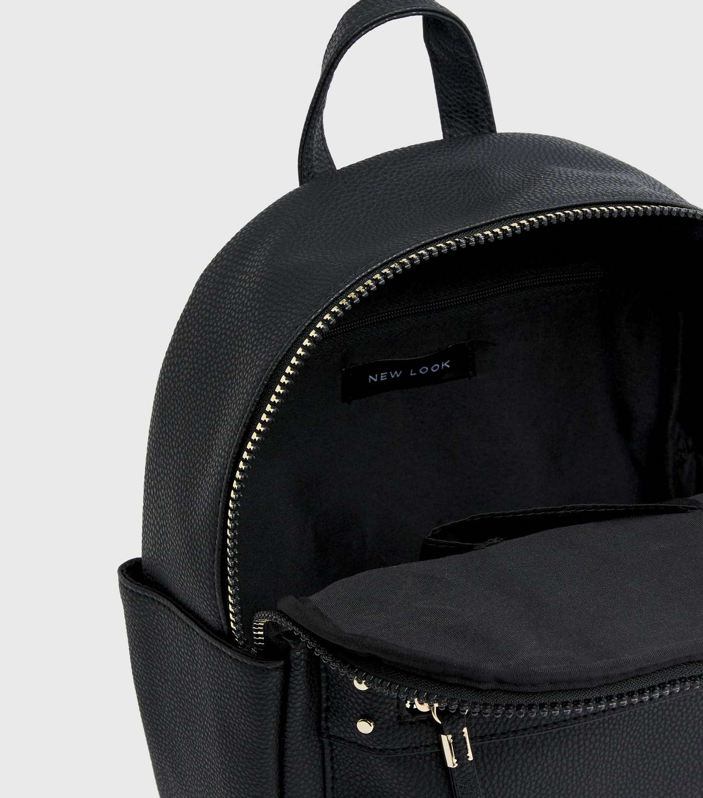 Black Leather-Look Zip Front Mini Backpack Image 4