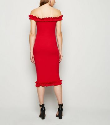 red ruffle bodycon dress