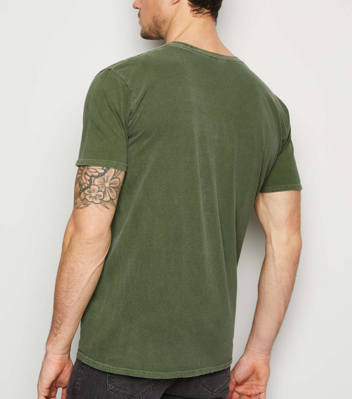 Green Overdyed Offline Slogan T-Shirt Image 3