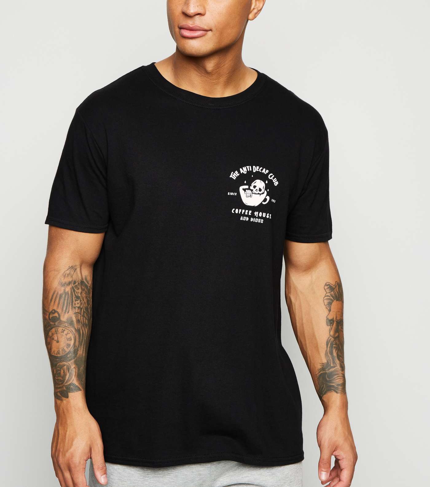 Black Anti Decaf Club Slogan Oversized T-Shirt