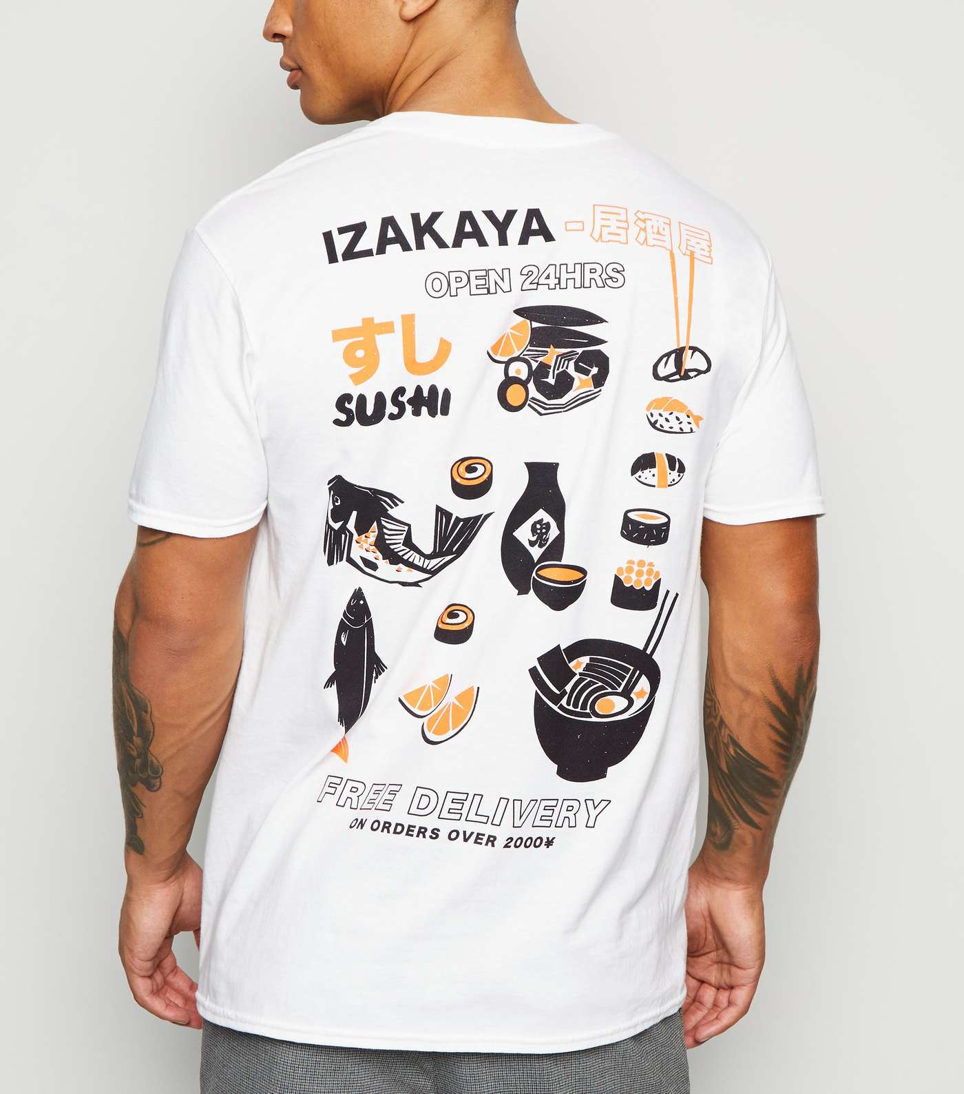 White Sushi Open 24 Hours Slogan T-Shirt Image 3