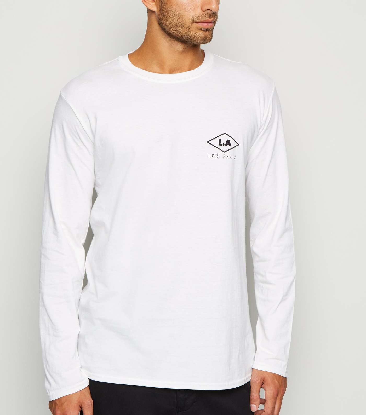 White Long Sleeve LA Slogan T-Shirt