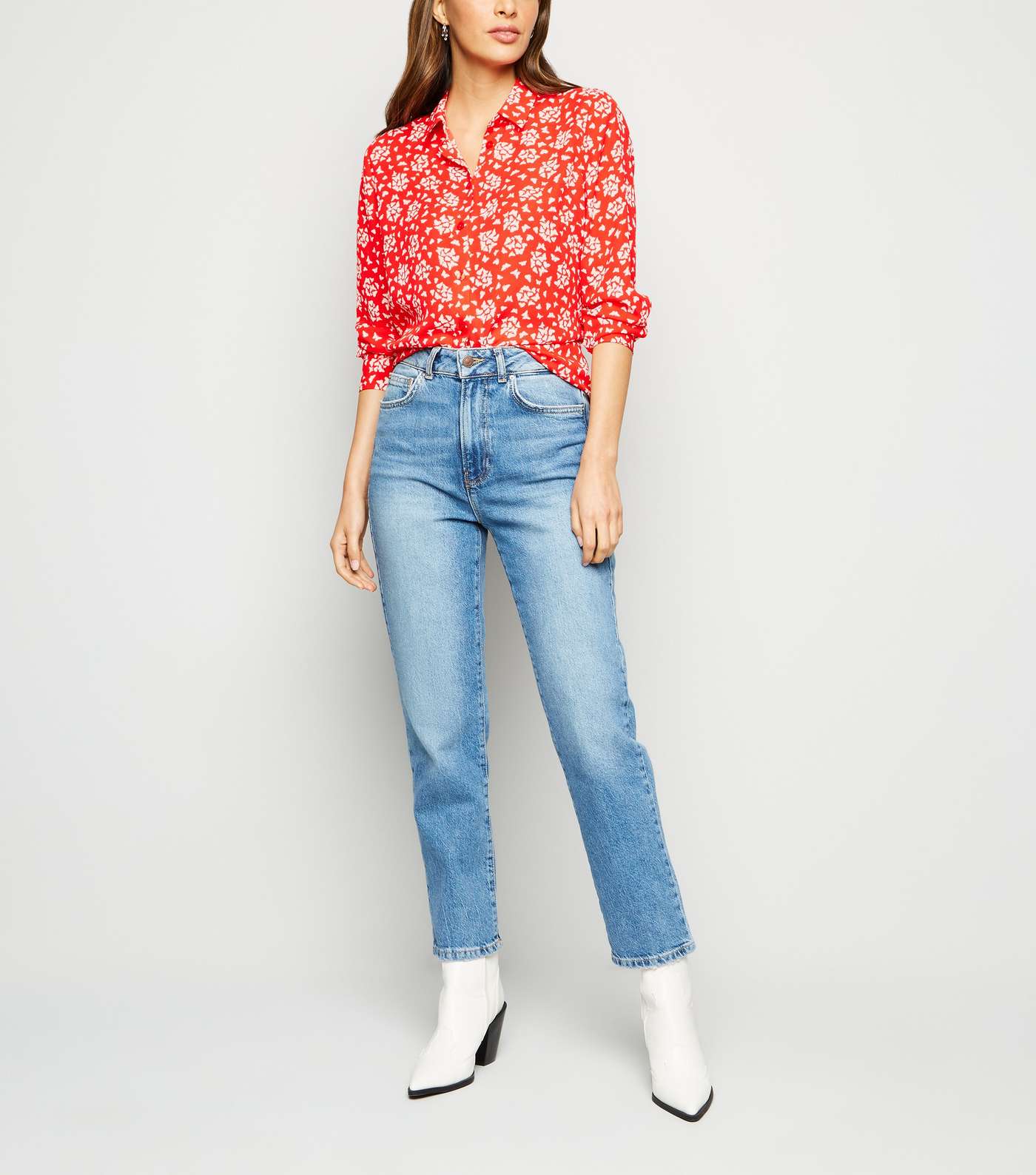 Red Butterfly Print Long Sleeve Shirt  Image 2