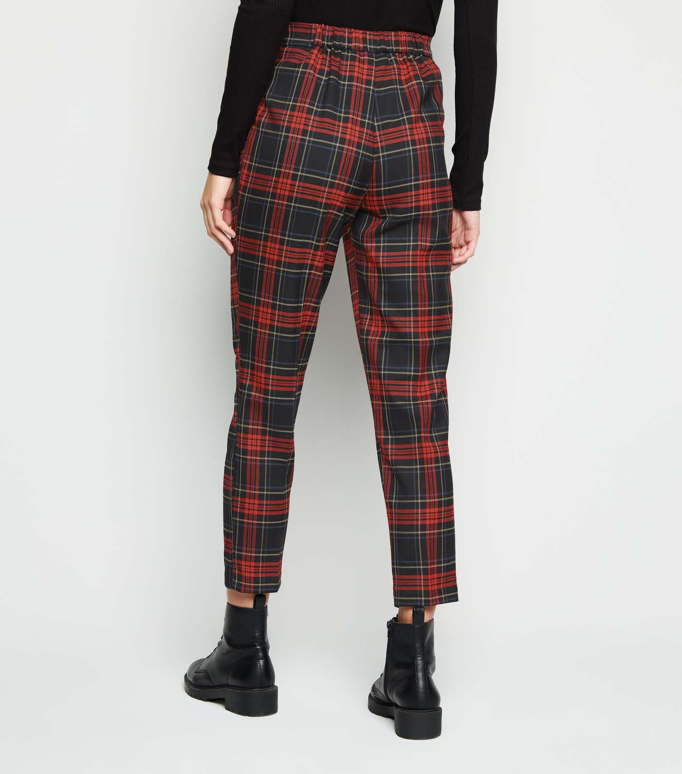 Red Check Tapered Trousers Image 3