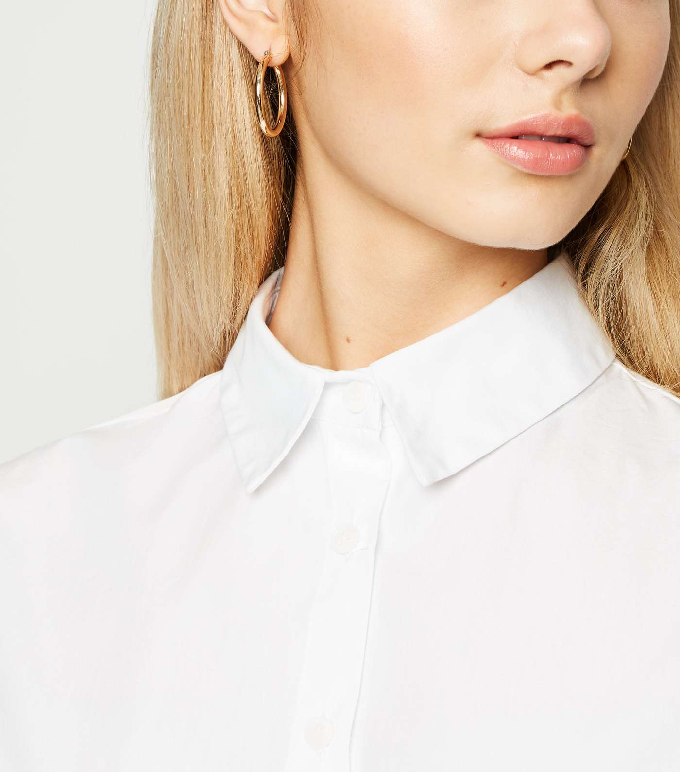 White Long Sleeve Dip Hem Poplin Shirt Image 5
