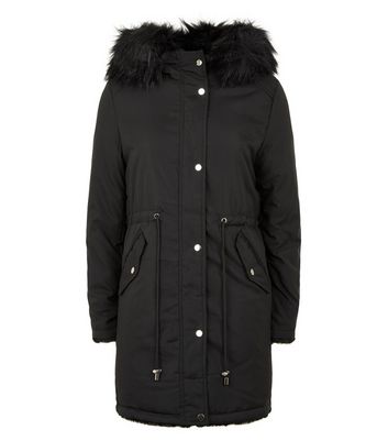 QED Black Faux Fur Reversible Parka 