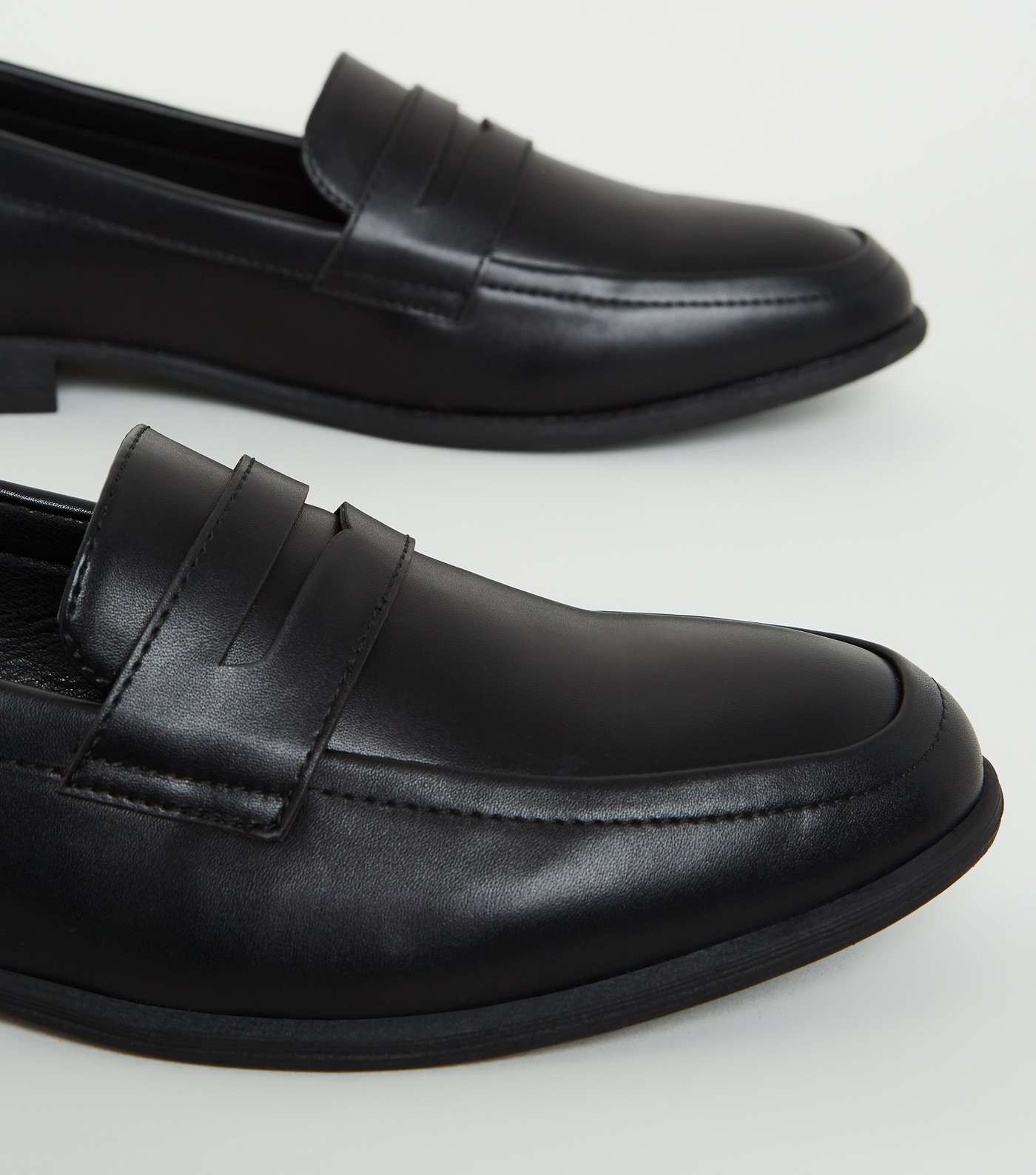 Black Leather-Look Penny Loafers Image 4