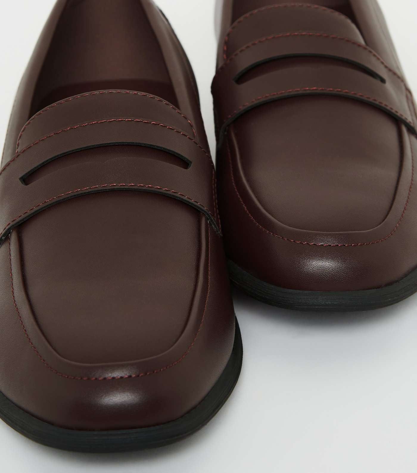Dark Brown Leather-Look Penny Loafers Image 4