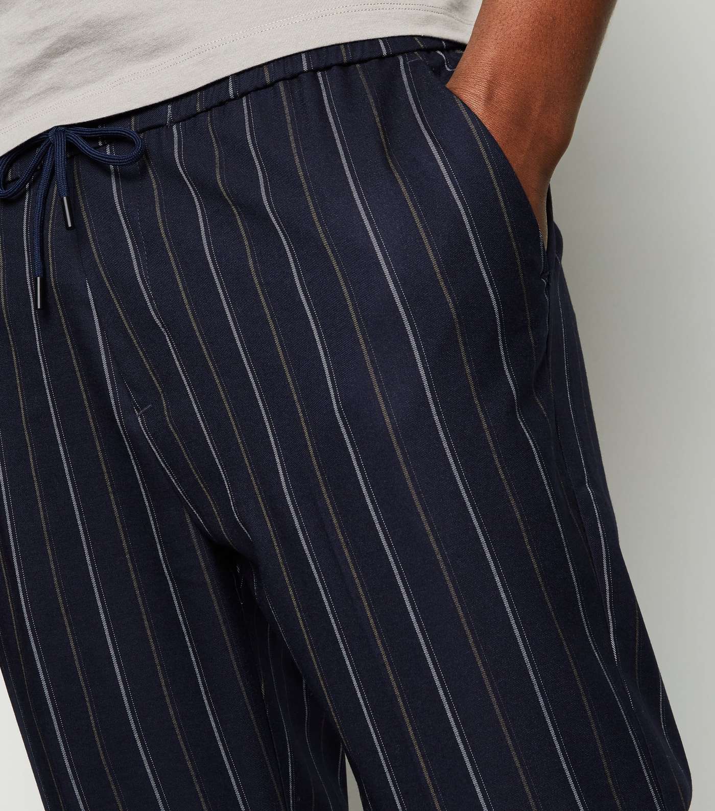 Navy Stripe Elasticated Waist Trousers Image 5