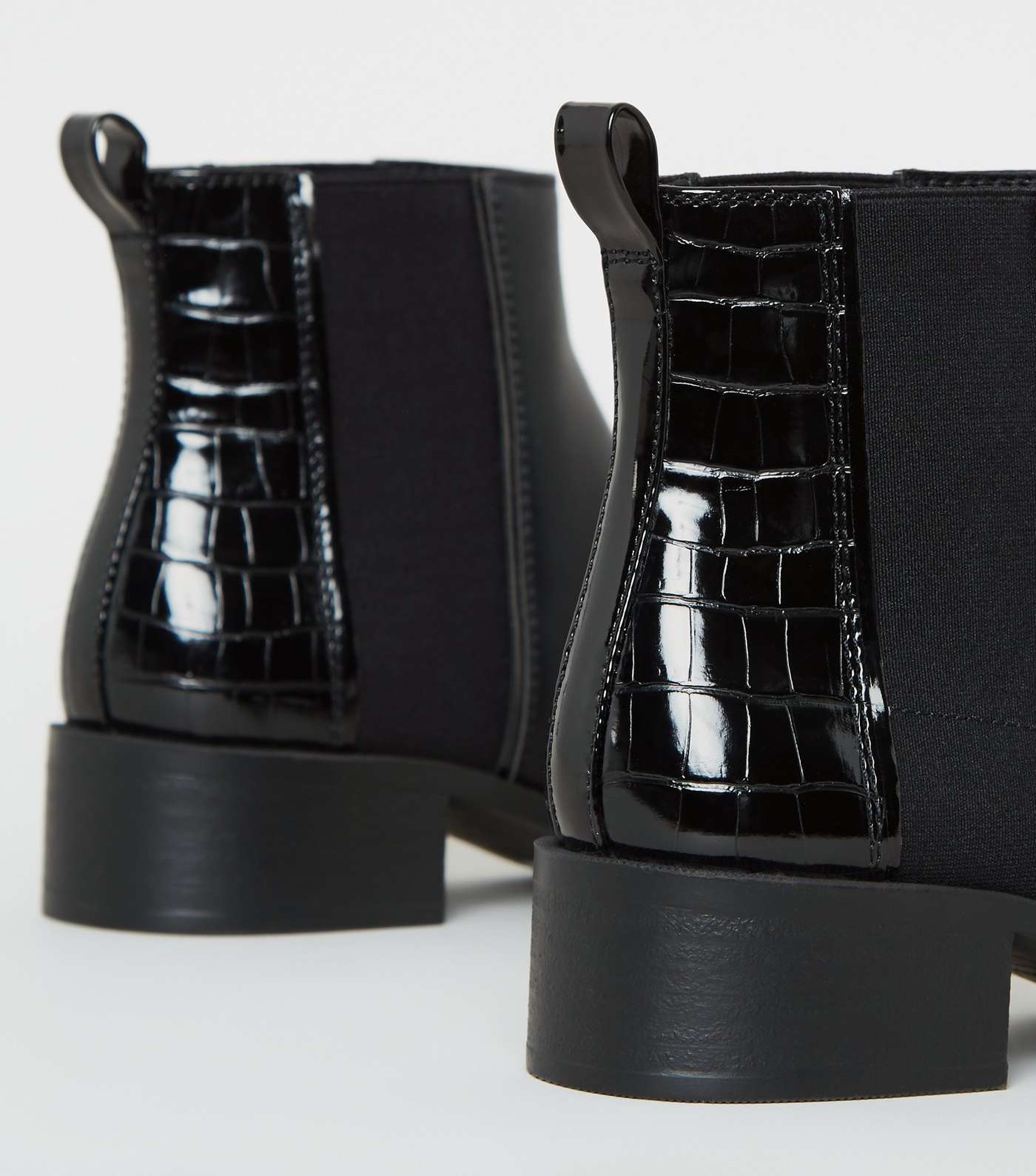 Wide Fit Black Leather-Look Chelsea Boots Image 4
