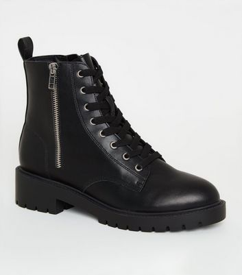 side zip lace up boots