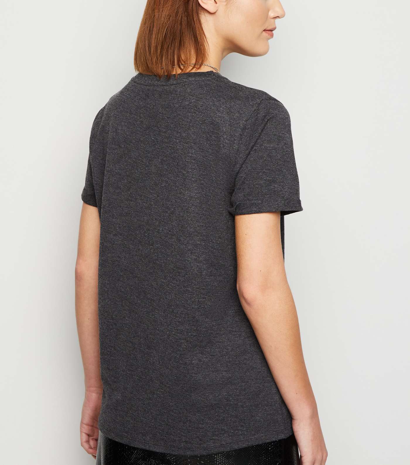Dark Grey Roll Sleeve T-Shirt  Image 3