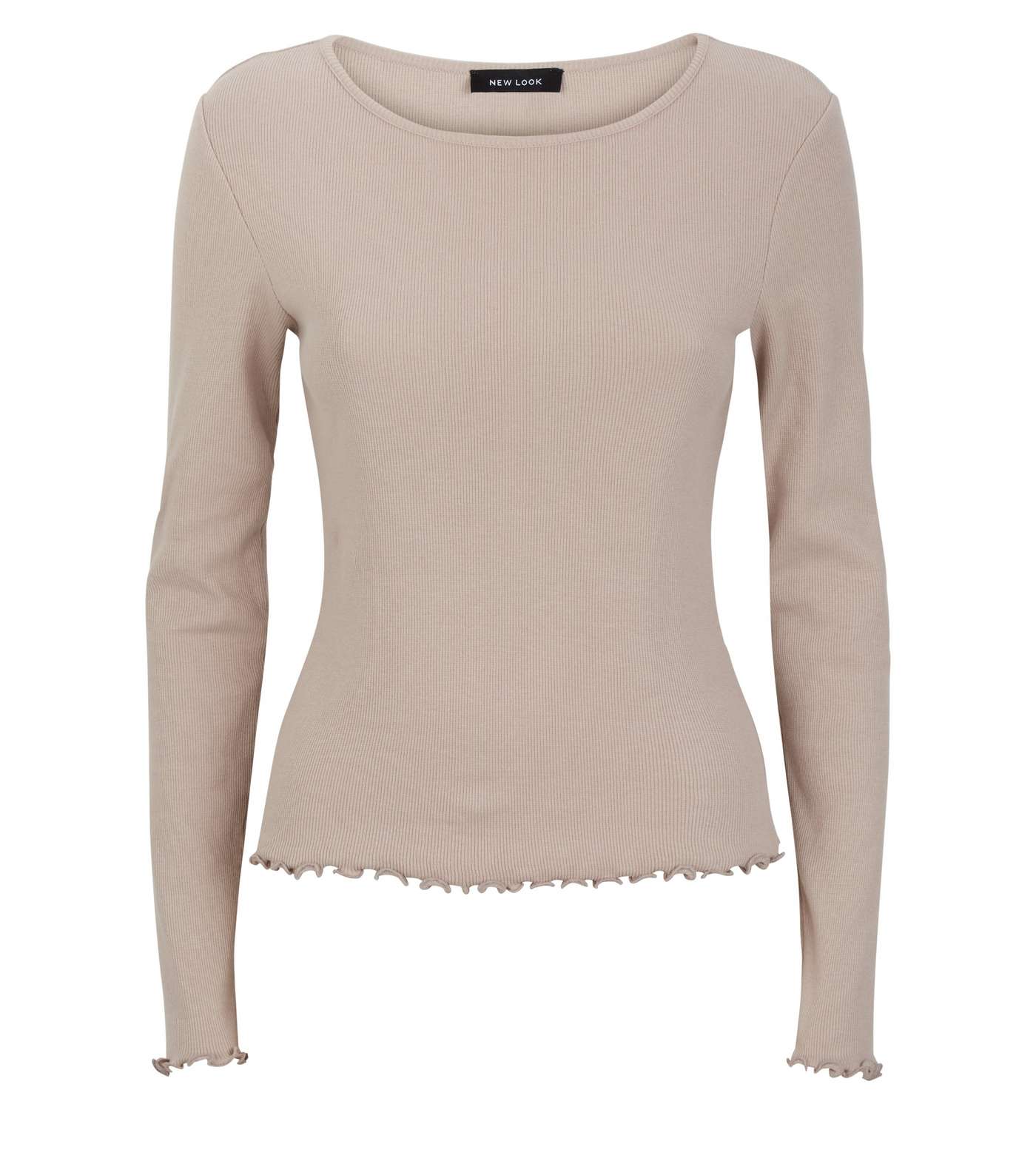 Mink Frill Ribbed Long Sleeve Top Image 4