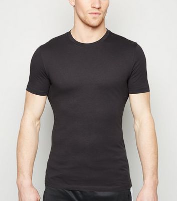 Image of Dark Grey Muscle Fit Cotton T-Shirt New Look
