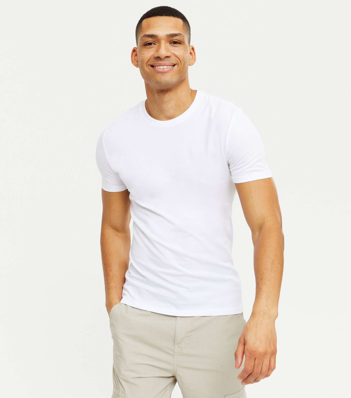 White Muscle Fit Organic Cotton T-Shirt