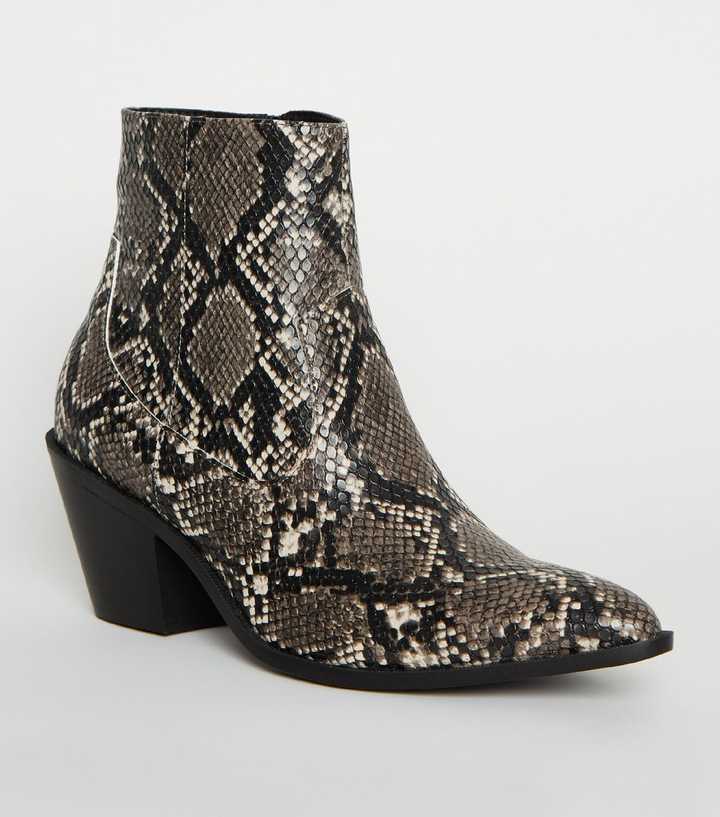 new look snake print boots