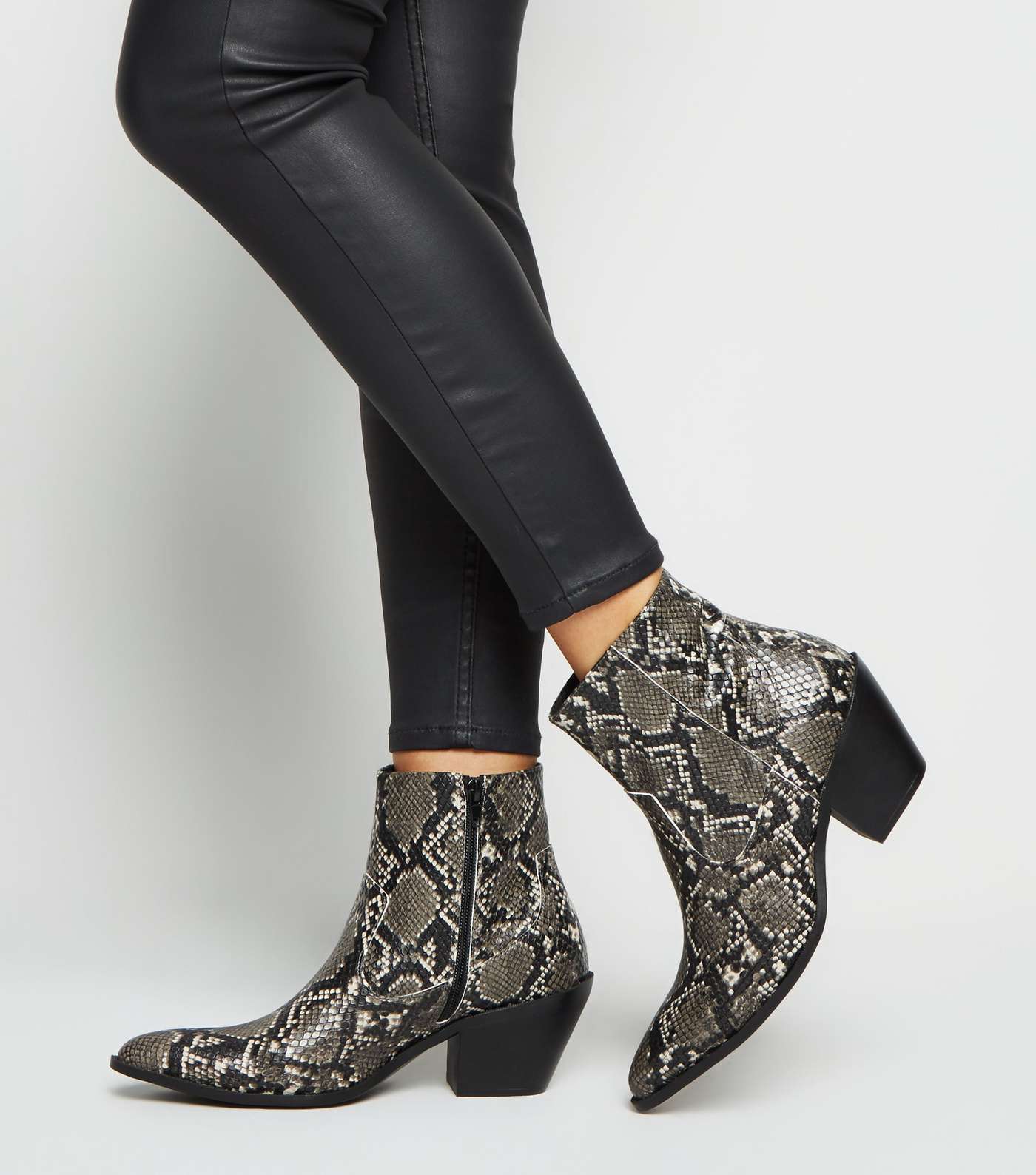 Black Faux Snake Western Boots Image 2