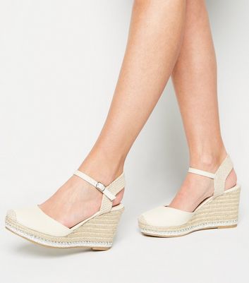 white heeled espadrilles