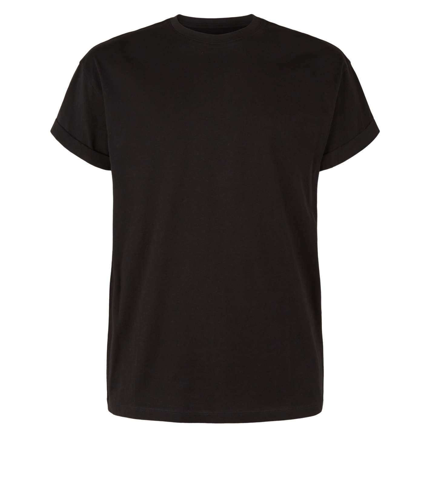 Black Cotton Short Roll Sleeve T-Shirt Image 5