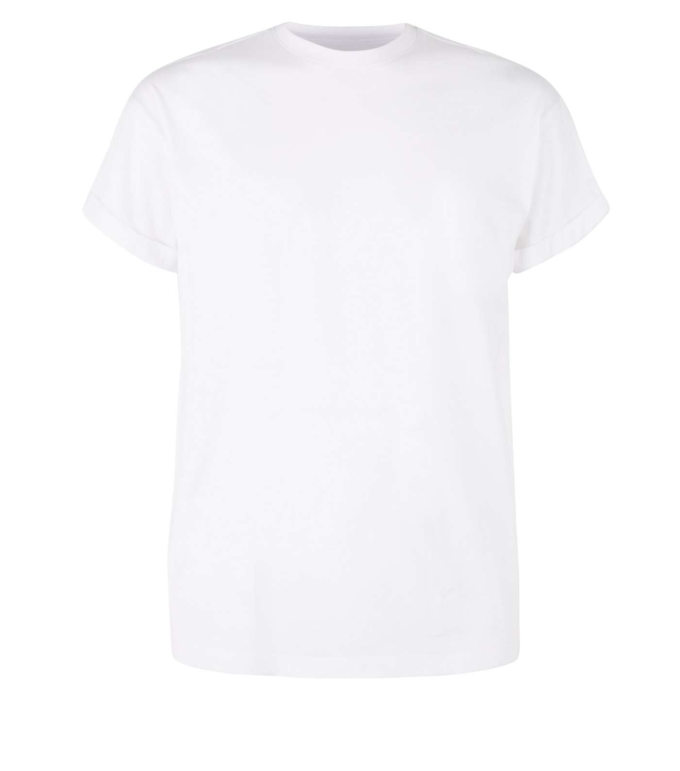 White Cotton Short Roll Sleeve T-Shirt Image 5
